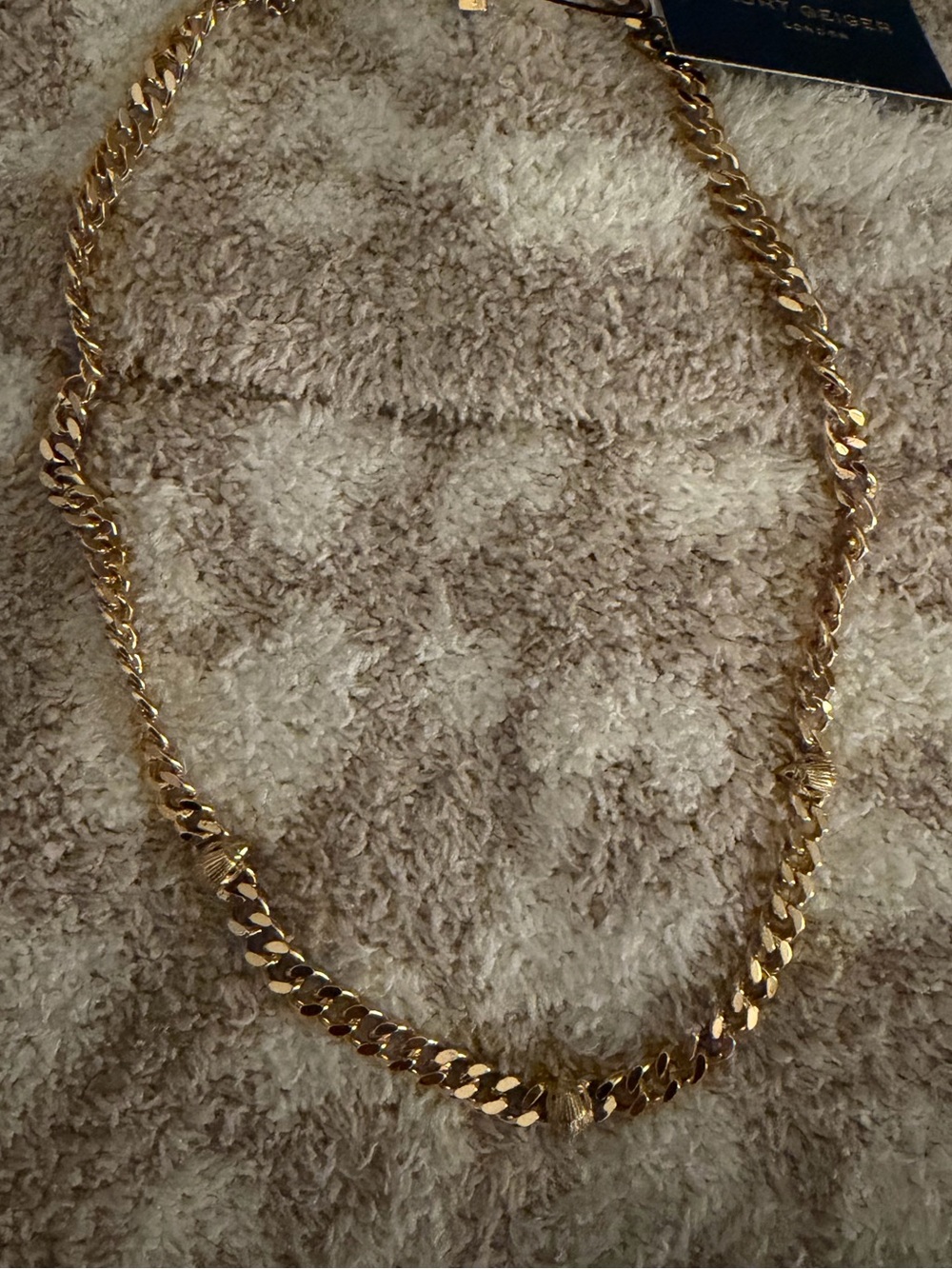 Kurt Geiger Shiny Gold Curb Chain Necklace